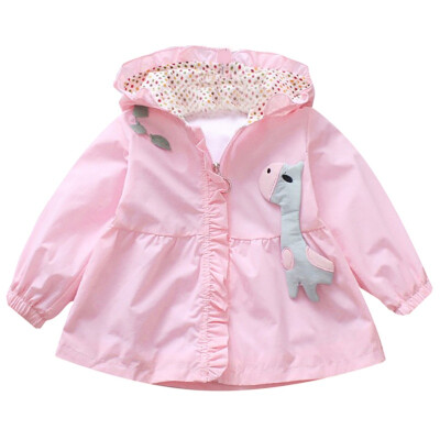 

2019 Autumn Baby Girl Cute Outerwear Cartoon Print Casual Hoodie Zipper Sweatshirt Kids Coat Outfits Hot