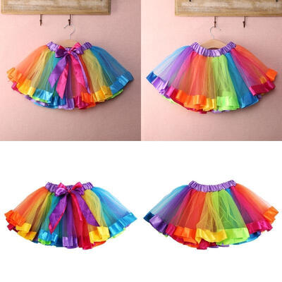 

0-8Y Girls Kids Baby Xmas Rainbow Tutu Skirt Party Costume Fancy Tutu Pettiskirt
