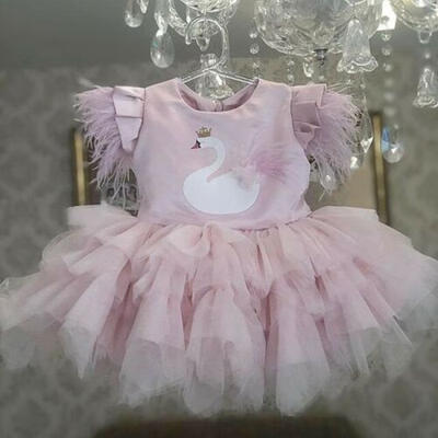 

UK Canis Kids Baby Girls Swan Party Pageant Princess Bridesmaid Gown Tutu Dress