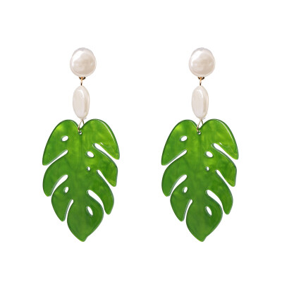 

2019 New Acrylic Resin Green Leaves Dangle Earring For Women Fashion Tortoiseshell Geometry Acetate Party Jewelry ZA jewelry