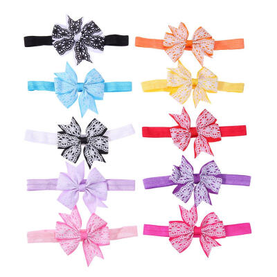 

10pcs Fashion Baby Kids Print 10 Color Bowknot Princess Hairband Headband