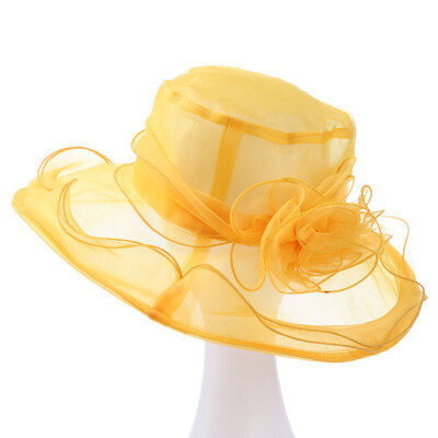 

Fashion Women Bowknot Wide Brim Hat Wedding Church Beach Sun Hats