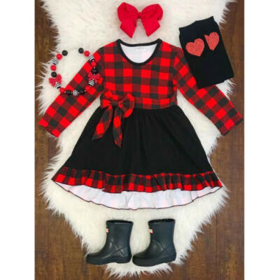 

Cute Toddler Infant Baby Kids Girls Christmas Xmas Plaid Party Dress Tutu Dress