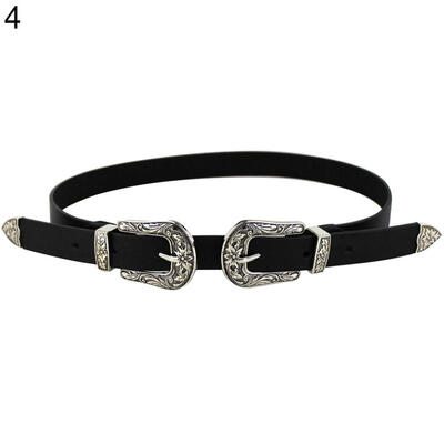 

Women Faux Leather SingleDouble Buckle Western Cowgirl Waist Belt Waistband