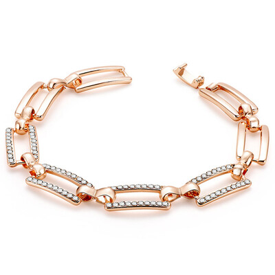 

Charm Bracelet Bangle For Women Lady Rose Gold Color Genuine Austrian Crystals Bracelets Jewelry