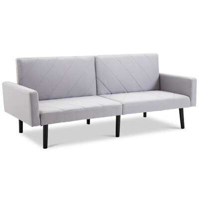 

Convertible Recliner Couch Splitback Sleeper Futon Sofa Bed-Gray