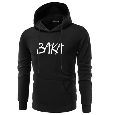 

New Fahsion Anime Men Sweatshirt Funny Anime Phrase Baka Printed Hooded Hoodie Black Long Sleeve Causal Sweatshirt Anime Gift