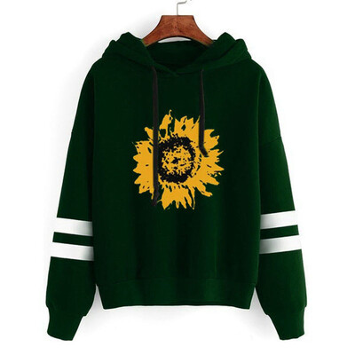 

Starmoon Womens Sunflower Print Long Sleeve Sweatshirt Hooded Pullover Tops Blouse