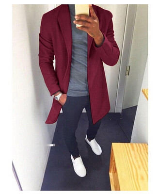 

Mens Winter Long Sleeve Slim Knitted Cardigan Warm Sweater Jumper Jacket Coat