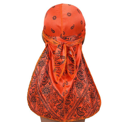 

7 Colors Unisex Women Men Silky Durags Long Tail Satin Pirate Hat Summer Breathable Head Scarf