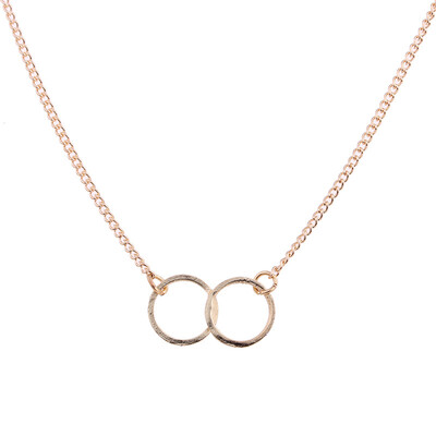 

Fashion Jewelry New Gold-color Karma Double Circle Alloy Chocker Pendant Short Necklace For Women