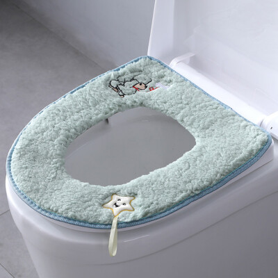 

〖Follure〗Cute Embroidered Cartoon Thicken Toilet Mat Sticky Button Toilet Cushion