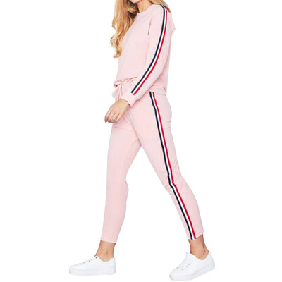 

Roseonmyhand Womens 2 PCS Tracksuits Set Ladies Striped Active Sport Loungewear