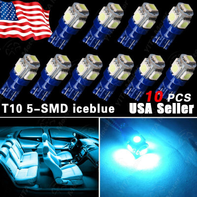 

10X Ice Blue T10 5-SMD Led Car Dome Map License Interior Light Bulbs W5W 168 194