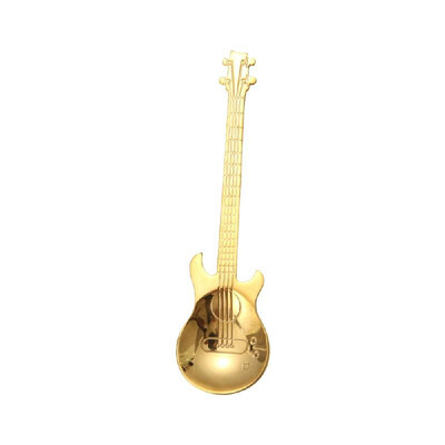 

304 stainless steel guitar spoon coffee spoon stirring spoon titanium ice bar music bar spoon creative gift spoon blue