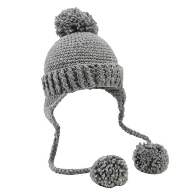 

Tailored Fashion Women Winter Knit Hat 3 Ball Collar Set Thick Warm Solid Earmuff Hat
