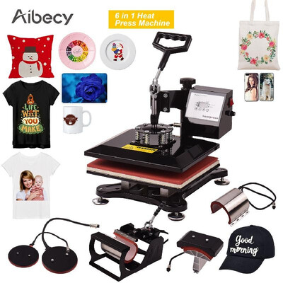 

Aibecy 6 in 1 Combo Heat Press Machine Multifunction Digital Sublimation Heat Transfer Machine 360-degree Rotation for T-shirt Bag