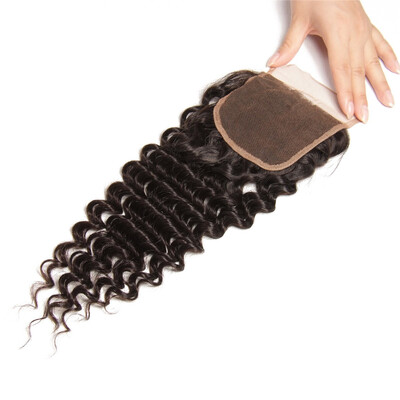 

UNice Pre-plucked Closure Brazilian Deep Wave Human Hair 4x4
