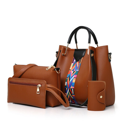 

2018 Women Messenger Bags For Ladies Handbag Fashion Shoulder Bag Lady PU Leather Casual Female wristlets sac a main Set 4 Pcs
