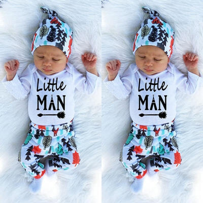 

Newborn Baby Cute Girls Clothes Tops Romper Pants Leggings Hat Outfits 3PCS Set