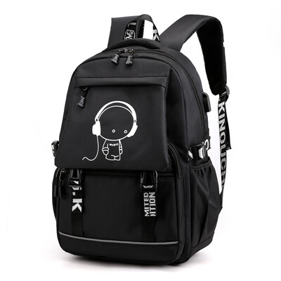 

Chaozhou noctilucent students schoolbag charging backpack reflective double-shoulder bag Korean middle school students high-c