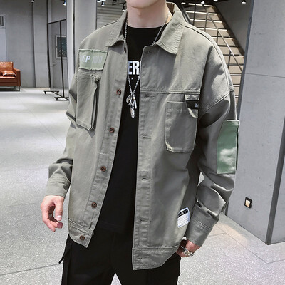 

ZHUO DENG NU Mens Workwear Jacket Loose Multi Pocket