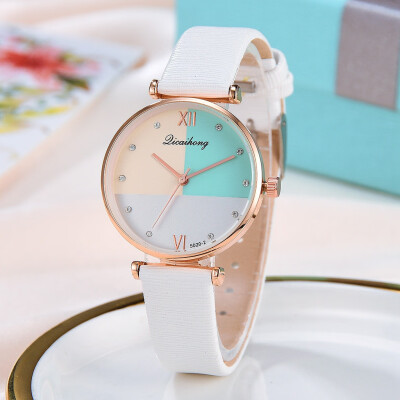 

RM Licaihong Fashion Simple Three Color Flat Dial Belt Quartz Female Watch