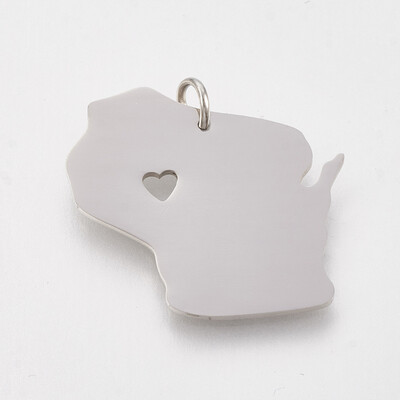 

202 Stainless Steel Pendants Map of Wisconsin Stainless Steel Color 23x24x1mm Hole 3mm
