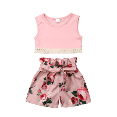 

Kids Baby Girls Summer Clothes Vest Tops Floral Shorts Pants 2PCS Outfits Set