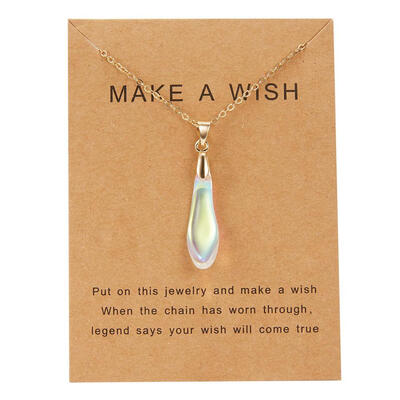 

Personality Geometry Natural Stone Pendant Necklace Gold Chain Multi-color Resin Necklace Women Girl Jewelry with Wish Card Gift