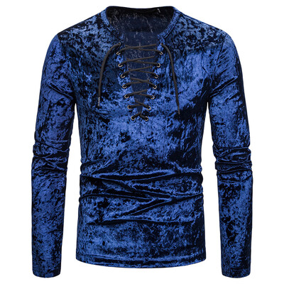 

Toponeto Fashion Personality Mens Casual Senior lapel Diamond velvet T Shirt Top Blouse