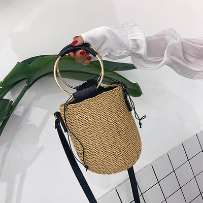 

Tailored Womens Fashion Shoulder Bag Solid Color Handbag Woven Bag Beach Bag