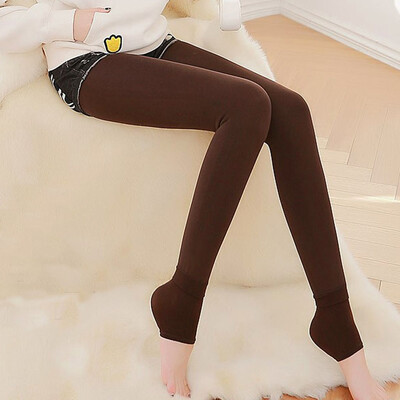 

Tailored Women Solid High Waist Elastic Leggings Pant Plus Velvet Thick Warm Trouser