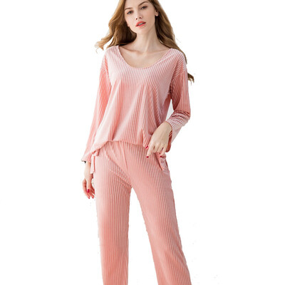 

MAI HAN Womens Pajamas Set Gold Velvet Pajamas Set