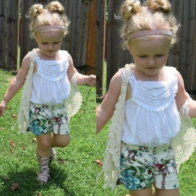 

2016 Toddler Kid Baby Girl Crochet Lace Hollow T-shirt Top Vest Tassel Waistcoat