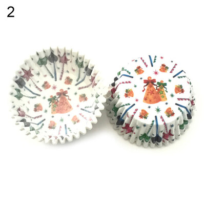 

100Pcs Christmas Cap Snowman Print Cupcake Liners Wrappers Cake Baking Cup Tray