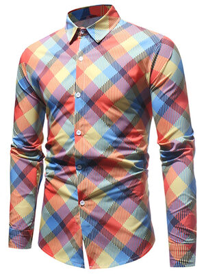 

Colorful Plaid Pattern Casual Shirt