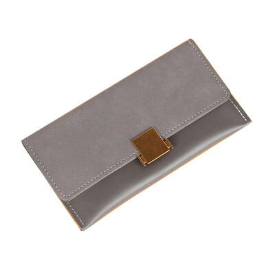

Solid Color Fashion Women Long Purse Card Cash Holder Faux Leather Clutch Bag