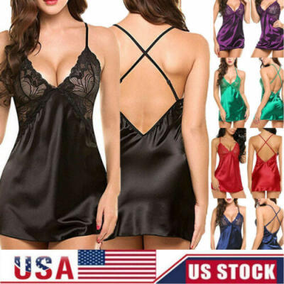 

Womens Sexy Lingerie Sleepwear Lace G-string Dress Underwear Babydoll Nightwear