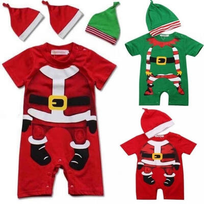 

Newborn Baby Girls Boy Christmas Santa Claus Jumpsuit Babygrow One-pieces Rompers Playsuits With Cap