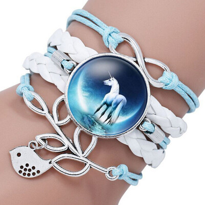 

Cute Unicorn Bracelet Handmade Rainbow Unicorn Sparkly Charm Bracelet Infinity Love Charm Bangles Best Gift for Girls&Womens