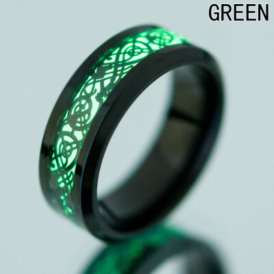 

2019 New Men Glow Masonic Titanium Steel Titanium Steel The Lord of Ring Glow In The Dark Dragon Pattern Band Ring Ring