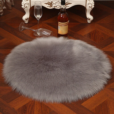 

3 Sizes Circular Shape Washable Shiny Fur Sheepskin Soft Carpet Floor Carpet Livingroom Bedroom Rug Home Decor Christmas Gift