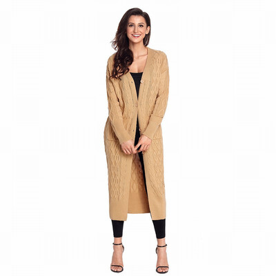 

Cardigan long sleeve button pocket long casual knit sweater