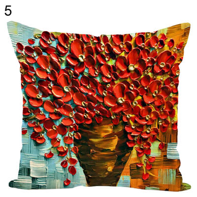 

Flower Plant Painted Throw Pillow Case Cushion Cover Sofa Bed Car Office Decor
