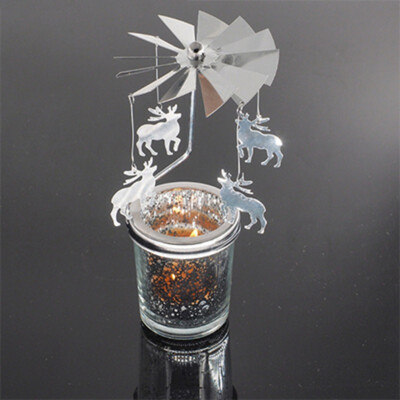 

Romantic Rotary Spinning Tealight Candle Metal Tea Light Holder Carousel Christmas Home Decoration