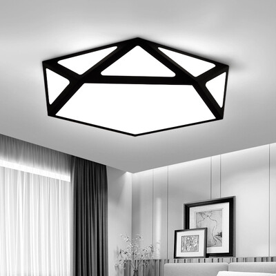 

HD LED ceiling lamp Nordic post-modern style bedroom lamp three-stage dimming 24W black&white space