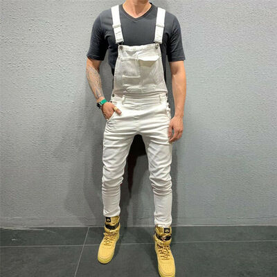 

Mens Denim Dungaree Bib Overalls Jumpsuits Moto Biker Jeans Pants Trousers
