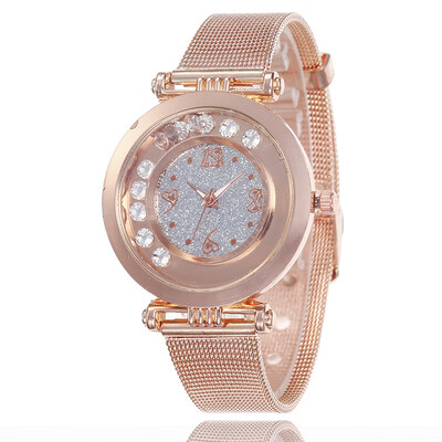 

Metal strap fashion ladies watch creative heart-shaped digital sand simple watch