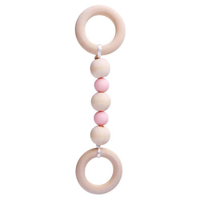

Baby Silicone Wood Beads Teether Ring Chain for Newborn Infant Tooth Train